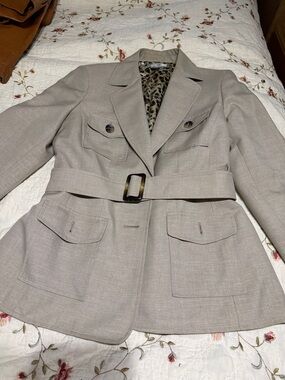 Kasper Light Taupe Vintage Belted Blazer